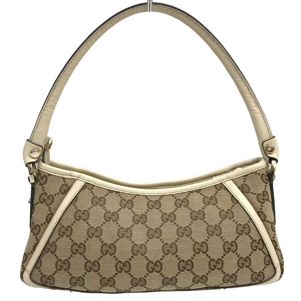 Gucci One Shoulder Hobo Bag Abbey Shoulder GG Brown White - Picture 5 of 10